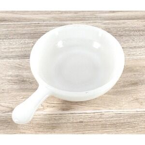 Glasbake‎ White Milk Glass Handled Skillet Bowl J-2102-21 Vintage USA 7"